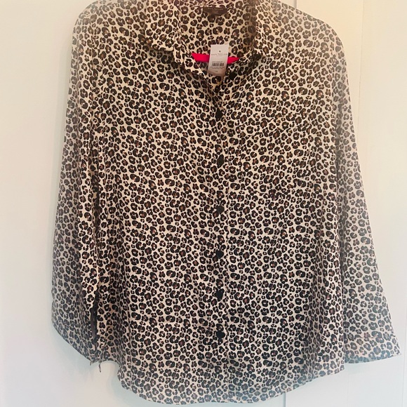 NWT Ann Taylor factory pajama set in leopard print. Top is medium, pants large - Picture 2 of 9